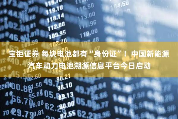 宝钜证券 每块电池都有“身份证”！中国新能源汽车动力电池溯源信息平台今日启动