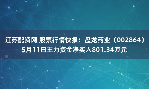 江苏配资网 股票行情快报：盘龙药业（002864）5月11日主力资金净买入801.34万元